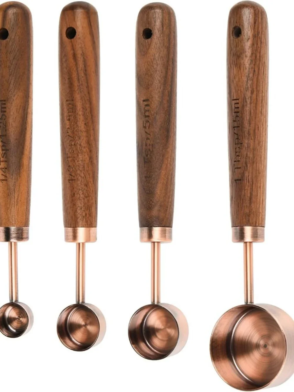 8-Piece Copper Measuring Cups & Spoons Set - Stainless Steel Kitchen Tools for